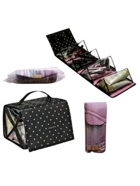 Mary Kay Roll Up Cosmetic Bag, Brush Set, Lipstick Case With Mirror